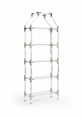 384476 Chelsea House Acrylic/Glass/Metal Clear/Polished Nickel Gainsborough Etagere