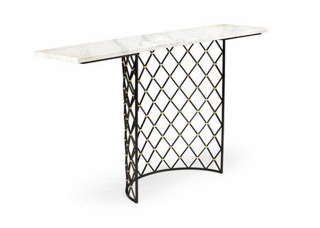 384483 Chelsea House Iron/Marble Black/Natural White Albert Console - Black