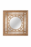 384493 Bradshaw Orrell 36in. Wood Fret Mirror - Gold with Old World Gold/Plain Finish