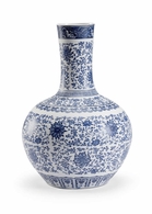 384516 Chelsea House 18in. Ceramic Edo Vase with White/Blue/Matte Finish
