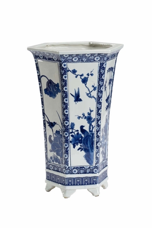 384519 Chelsea House Ceramic Blue/White Glaze Blue And White Umbrella Stand