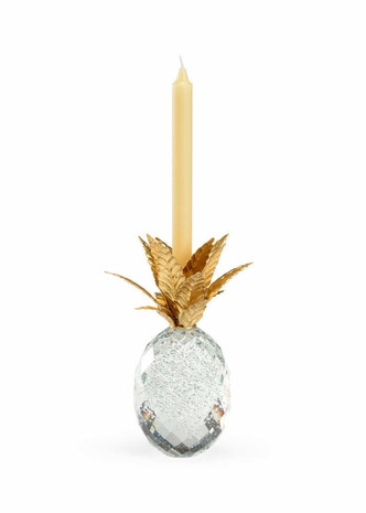 384548 Chelsea House Iron/Crystal Gold Leaf/Clear/Bubbles Crystal Pineapple