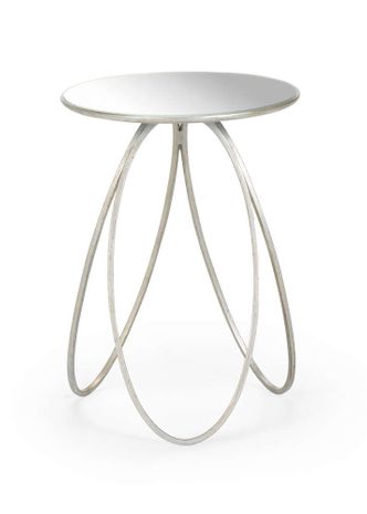 384561 Chelsea House 22.5in. Metal/Mirror Tri-Leg Table - Silver with Metallic Silver/Clear Finish
