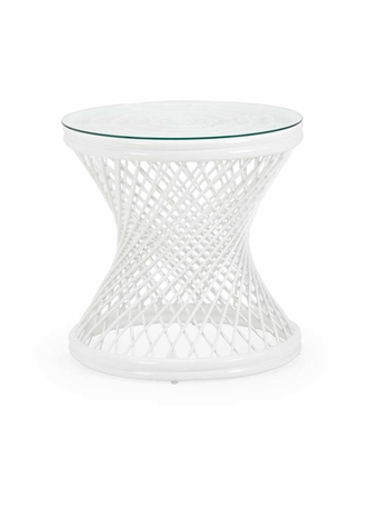 384589 Chelsea House Rattan Side Table - White