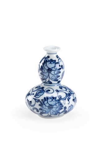384609 Chelsea House Ceramic Blue/White Glaze Manchu Gourd Vase
