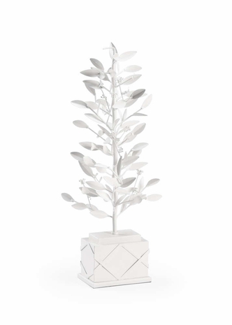 384630 Chelsea House Bradshaw Orrell Metal Matte White Lacquer Parisian Topiary Bush - White