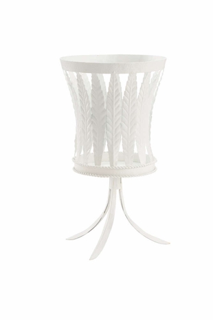 384634 Chelsea House Metal Matte White Lacquer Curtis Fern Planter - White