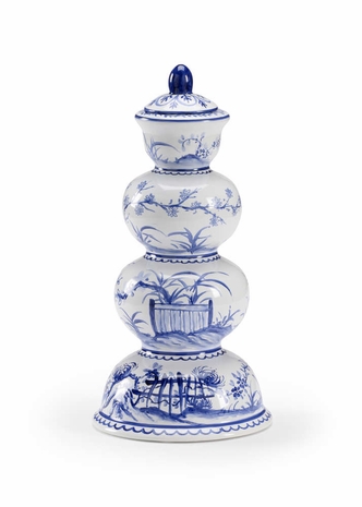 384649 Chelsea House Ceramic Blue/White Glaze Delft Bank Vase
