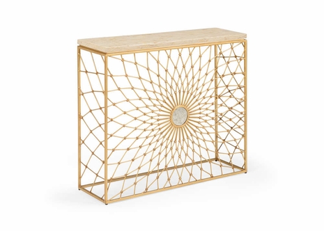 384724 Chelsea House Metal/Stone/Mirror Metallic Cold/Natural Cream/Antique Starburst Console