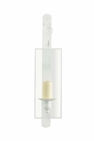 384745 Chelsea House Pam Cain Metal/Glass White Lacquer/Clear Belk Sconce - White
