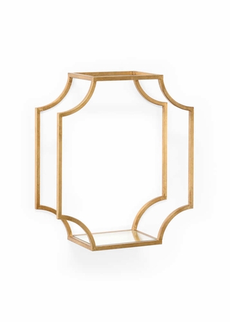384759 Chelsea House Jamie Merida Metal/Mirror Antique Gold Leaf/Clear Scalloped Bric Brac Bracket