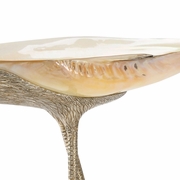 384875 Chelsea House 23in. Brass/Kabibi/Penshell Flamingo Centerpiece with Silver Plated/Natural Finish