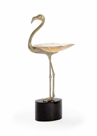 384875 Chelsea House 23in. Brass/Kabibi/Penshell Flamingo Centerpiece with Silver Plated/Natural Finish