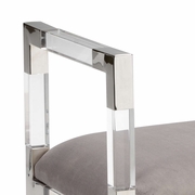 384974 Chelsea House 26in. Acrylic/Steel/Velour Master Suite Bench with Clear/Polished Nickel/Gray Finish