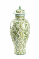 385107 Chelsea House 20in. Ceramic Matisse Urn - Green with White/Lime/Kelly Finish