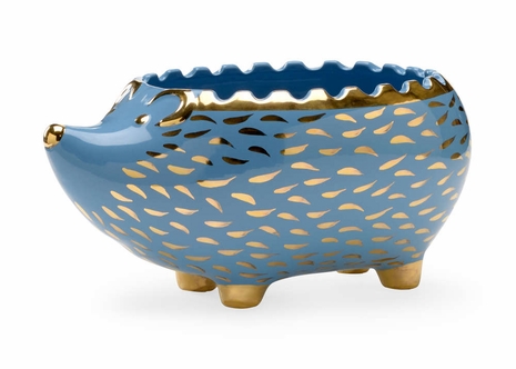 385170 Shayla Copas Hedgehog Bowl - Blue/Gold