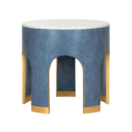 385207 Elizabeth Wicker Aqueduct End Table - Blue