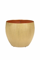 385212 Chelsea House 20.5in. Leather On Wood Drum Table with Cognac/Hammered Antique Finish