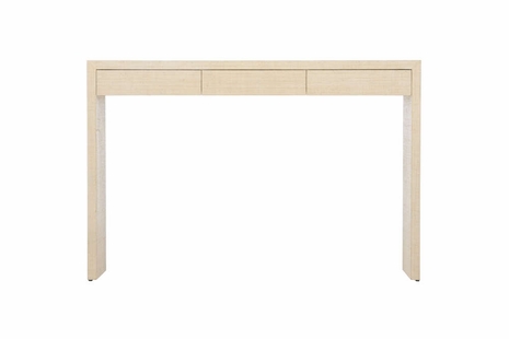 385286 Elizabeth Wicker 36in. Raffia On Wood Drop Zone Console with Cream Finish