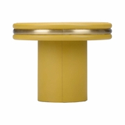 385294 Chelsea House 19in. Leather On Wood/Brass Edison Leather Coffee Table with Mustard/Hand Finished Finish