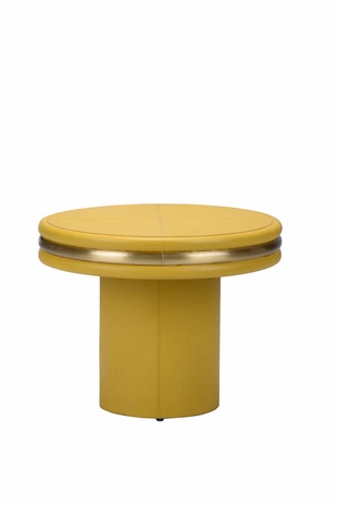 385294 Chelsea House 19in. Leather On Wood/Brass Edison Leather Coffee Table with Mustard/Hand Finished Finish
