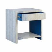 385296 Chelsea House 28.5in. Bone in Lay On Wood Bedside Table - Blue with Cream Finish