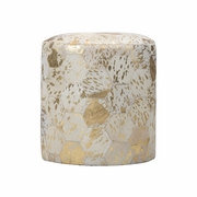 385301 Chelsea House 20.5in. Hair On Hide Lux Pouf with Gold/White Finish