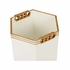 385367 Shayla Copas Oliver Wastebasket - White/Gold