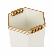 385367 Shayla Copas Oliver Wastebasket - White/Gold