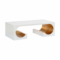 385418 Bradshaw Orrell 16.5in. Wood Equinox Cocktail Table - White with White Lacquer/Gold Leaf Finish