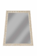 385458 Elizabeth Wicker 32in. Wood Trapezoid Mirror - Whitewash with White Washed Tan/Clear/Plain Finish
