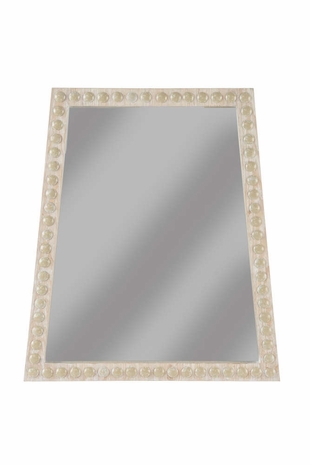 385458 Elizabeth Wicker Trapezoid Mirror - Whitewash