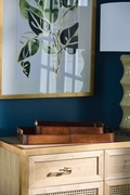 385479 Chelsea House 3in. Leather On Wood/Iron Gentleman Trays (S2) with Tan/Antique Brass Finish