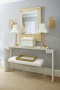 385561 Shayla Copas 2in. Wood/Glass Alexis Tray with Gold Leaf/White/Clear Finish
