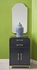 385569 Chelsea House 38in. Wood/Leather/Metal Atticus Cabinet with Midnight Blue/Brass Finish