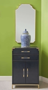385569 Chelsea House 38in. Wood/Leather/Metal Atticus Cabinet with Midnight Blue/Brass Finish