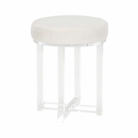 385674 Chelsea House 19.5in. Fabric Lucy Acrylic Stool with Clear/Cream Finish