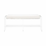 385676 Chelsea House 21.5in. Fabric Renee Acrylic Long Bench with Clear/Cream Finish