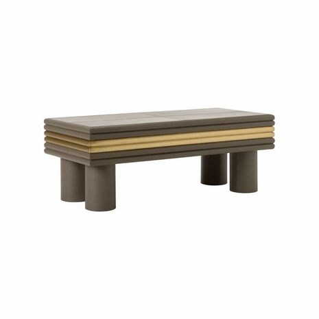 385694 Chelsea House 18in. Leather On Wood Coulter Leather Cocktail Table - Gray with Hand Finished Finish