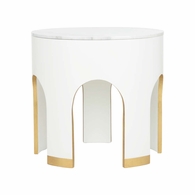 385718 Elizabeth Wicker Aqueduct End Table - White