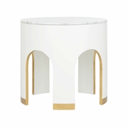 385718 Elizabeth Wicker Aqueduct End Table - White