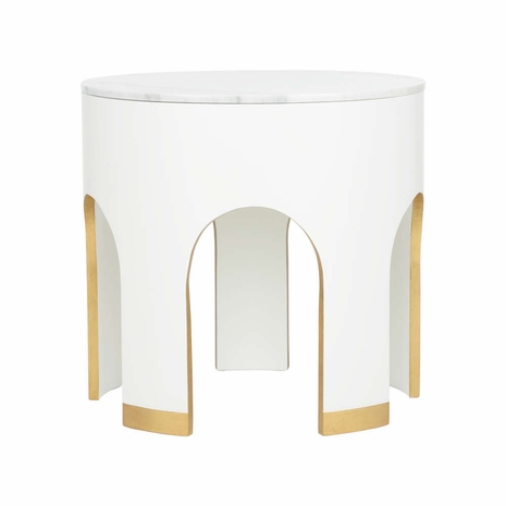 385718 Elizabeth Wicker Aqueduct End Table - White