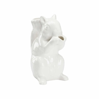 385749 Chelsea House 9.5in. Ceramic Squirrel Pitcher - White with White Glaze Finish