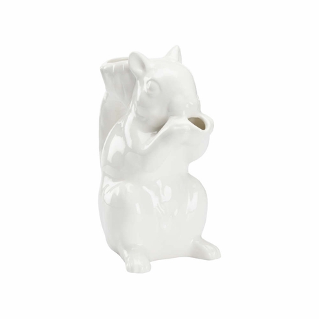 385749 Chelsea House 9.5in. Ceramic Squirrel Pitcher - White with White Glaze Finish