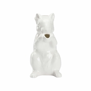 385749 Chelsea House 9.5in. Ceramic Squirrel Pitcher - White with White Glaze Finish