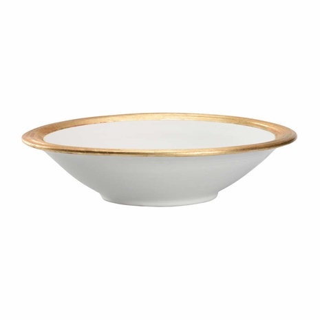 385842 Chelsea House 4.5in. Ceramic Terrazza Bowl with White Glaze/Gold Leaf Finish