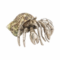 385854 Chelsea House 2.5in. Brass/Shell Hermit Crab Paperweight with Silver Plated/Jade Turbo Finish