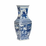 385860 Chelsea House 21in. Ceramic Meiling Dragon Vase with Blue/White Glaze Finish