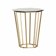 385969 Lisa Kahn 26in. Metal/Glass Ursa Side Table with Gold Leaf/Clear Finish