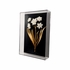 385973 Bill Cain 20in. Acrylic/Metal Porcelain Flower Black - D with Clear/Matte White/Antique Gold Leaf Finish